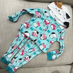 Squishmallows Kids One Piece Footie - Blue and Pink holiday